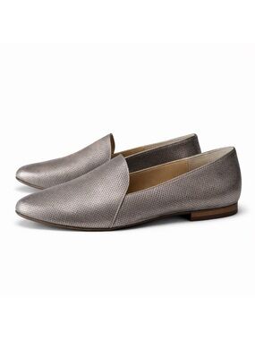 Paul Green Perforated Metallic Loafers | Taupe Silver | Size 5.5 UK / 7.5 US